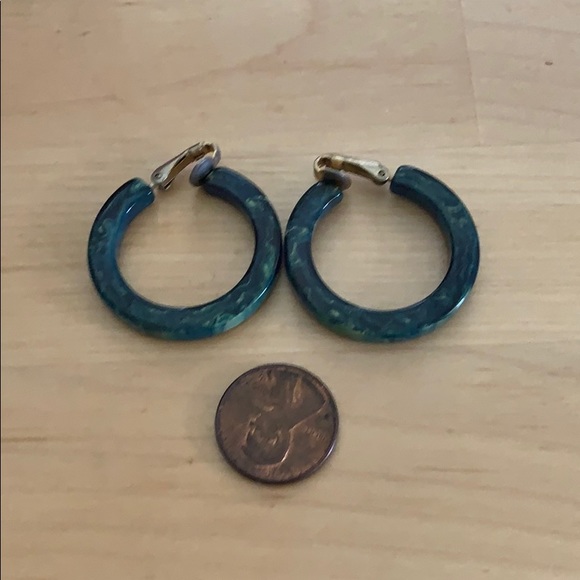 Vintage Acrylic Jade Clip-On Earrings - Picture 2 of 2
